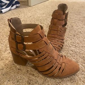 Vegan Leather Buckled Booties Size 8.5